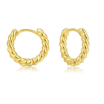 Retro C-Shaped Twist Copper Hoop Earrings - Fashionable Hollow Design