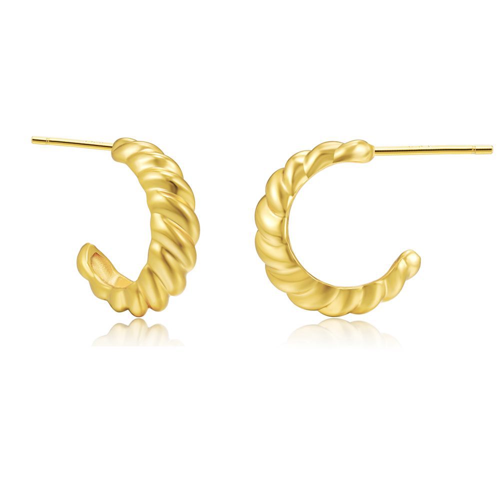 Retro C-Shaped Twist Copper Hoop Earrings - Fashionable Hollow Design