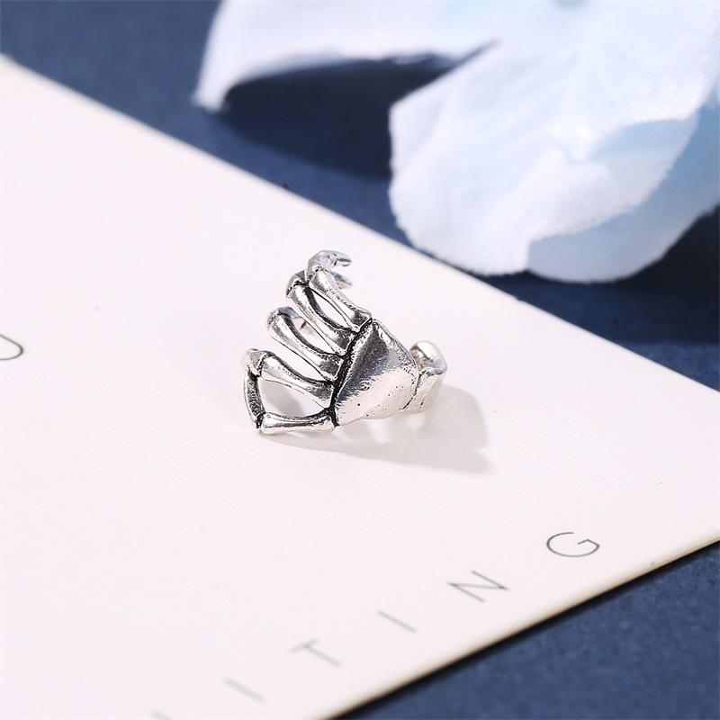 Retro Skull Hand Spine Ear Cuff Clip Earrings for Women