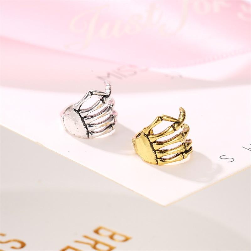 Retro Skull Hand Spine Ear Cuff Clip Earrings for Women