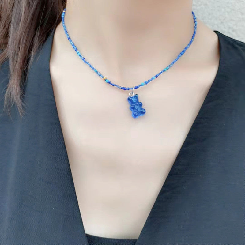 Retro Gradient Gummy Bear Beaded Necklace