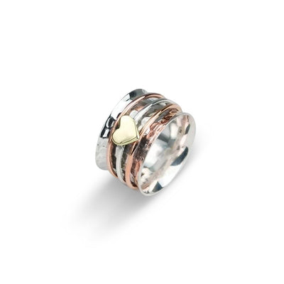 Retro Color Block Heart Spinner Alloy Plating Women's Ring