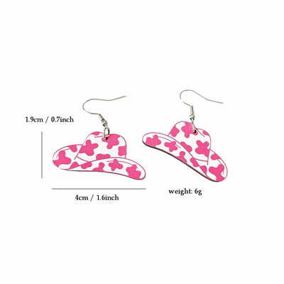 Retro Cow Pattern Star Hat and Boots Smile Face Earrings for Women