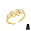 Retro Devil's Eye Butterfly 18K Gold Plated Open Ring with Artificial Pearls and Zircon