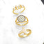 Retro Devil's Eye Butterfly 18K Gold Plated Open Ring with Artificial Pearls and Zircon