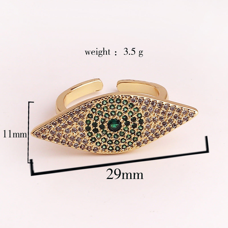 Retro Devil'S Eye Copper Inlaid Zircon Rings