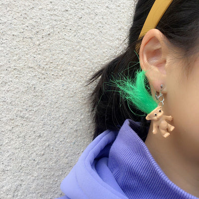 Retro Doll Plastic Resin Handmade Earrings