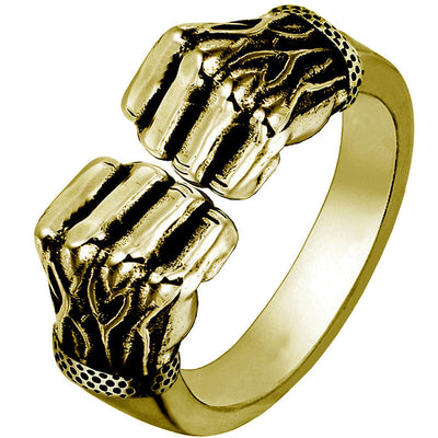 Retro Fashion Double Fist Clasp Opening Adjustable Ring