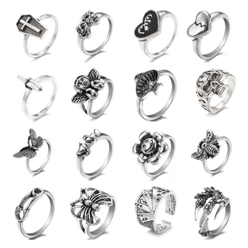 Retro Geometric Alloy Plated Unisex Punk Knuckle Ring