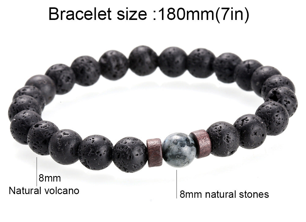 Retro Geometric Alloy Volcanic Rock Bracelets