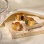 Retro Geometric 18k Gold Plated Stainless Steel Adjustable Tiger Eye Ring