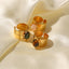 Retro Geometric 18k Gold Plated Stainless Steel Adjustable Tiger Eye Ring