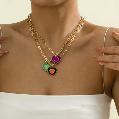 Retro Heart Multi-element Necklace