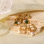 Retro Irregular 18k Gold Plated Stainless Steel Drop Earrings with Zircon and Freshwater Pearl