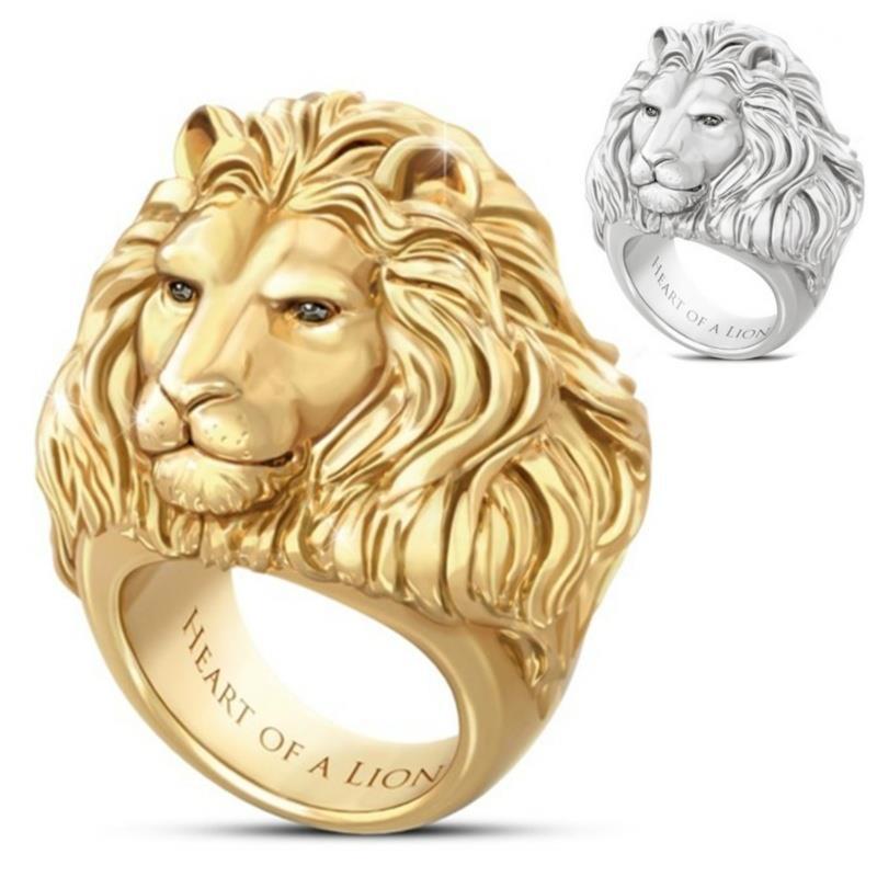 Retro Lion Heart 24k Gold Plated Statement Ring