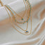 Retro Modern Titanium Steel Turquoise Zircon Layered Necklace