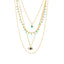 Retro Modern Titanium Steel Turquoise Zircon Layered Necklace