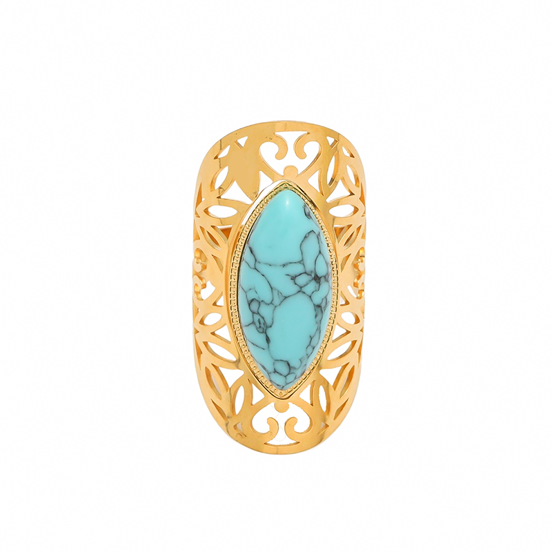 Retro Oval Gemstone Adjustable Alloy Ring for Women