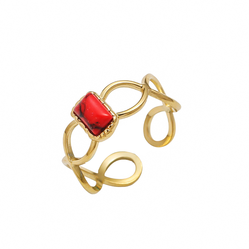 Retro Oval Gemstone Adjustable Alloy Ring for Women