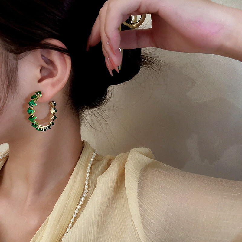Retro Rhinestone Geometric Earrings Fashion Exquisite Earrings Wholesale