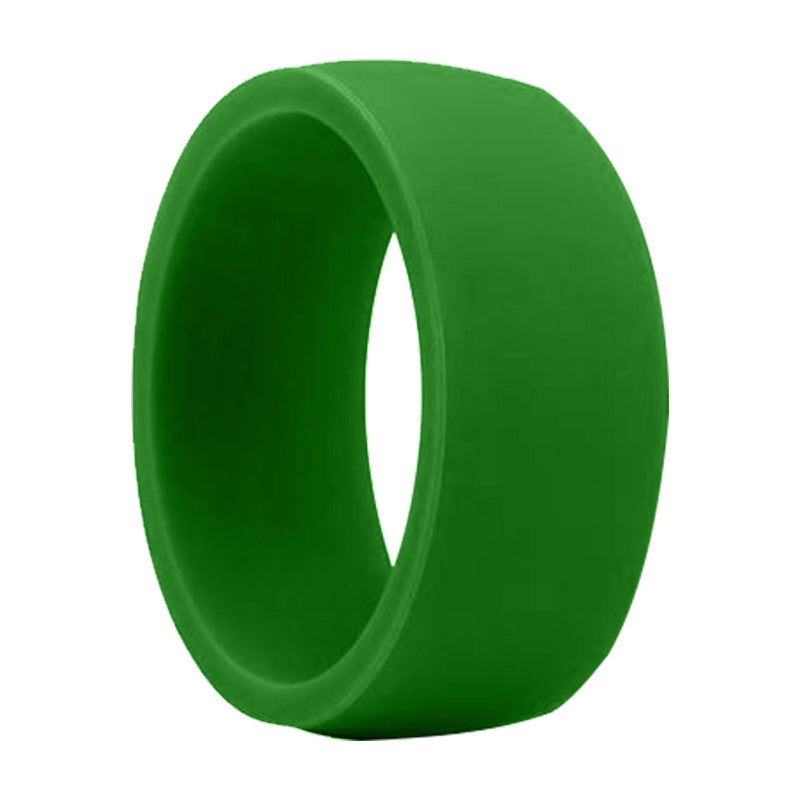 Retro Round Color Block Silicone Men's Ring - 8.7mm Wide Fashion Accessory