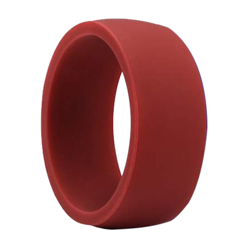Retro Round Color Block Silicone Men's Ring - 8.7mm Wide Fashion Accessory