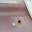 Retro Roman Minimalist Titanium Steel Pendant Necklace with Inlay Shell