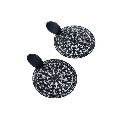 Retro Round Water Droplets Metal Stoving Varnish Drop Earrings