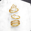 Retro Geometric Pentagram Cross Pearl Zircon 18K Gold Plated Open Ring