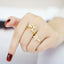 Retro Geometric Pentagram Cross Pearl Zircon 18K Gold Plated Open Ring