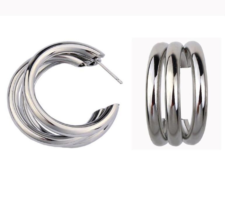 Retro Geometric Alloy Plated Hoop Earrings for Women