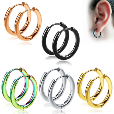 Retro Solid Color Stainless Steel Plating Hoop Earrings 1 Piece