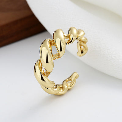 Retro Copper Plated Twist Open Ring with Minimalist Design