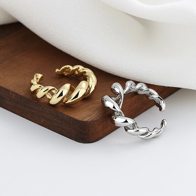 Retro Copper Plated Twist Open Ring with Minimalist Design