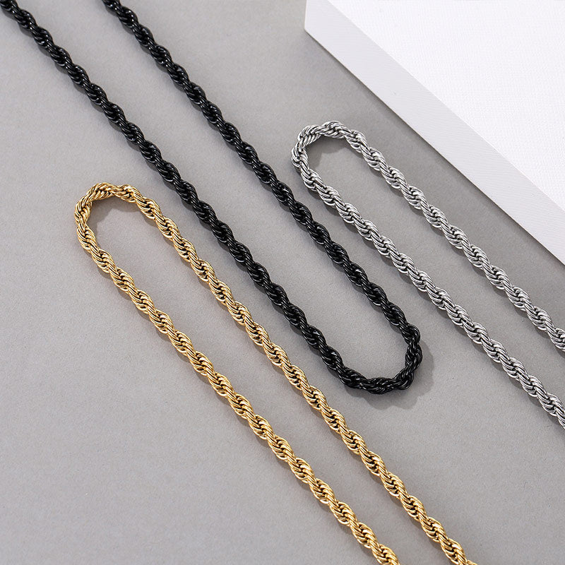 Retro Solid Color Twist Titanium Steel Necklace Stainless Steel Necklaces