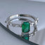 Retro Square Sterling Silver Emerald Gemstone Adjustable Ring