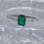 Retro Square Sterling Silver Emerald Gemstone Adjustable Ring