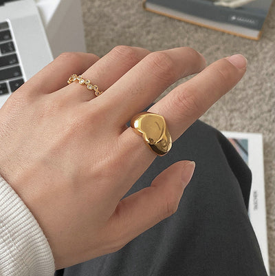 Retro 18k Gold Plated Stainless Steel Heart Ring