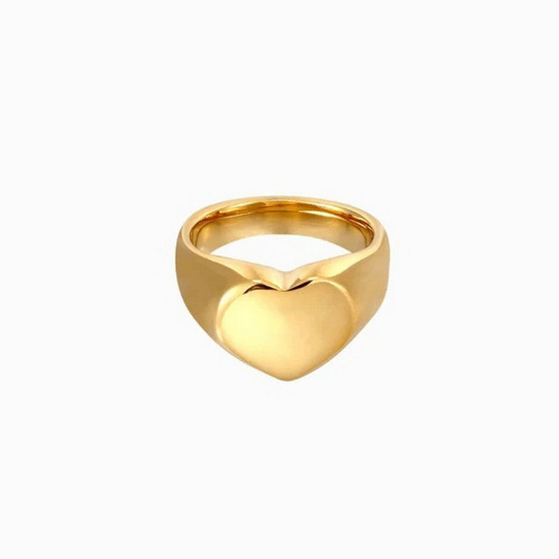 Retro 18k Gold Plated Stainless Steel Heart Ring