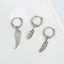 Retro Stainless Steel Winged Leaf Feather Pendant Earrings