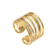 Retro Stripe Solid Color Stainless Steel Hollow Out Open Ring