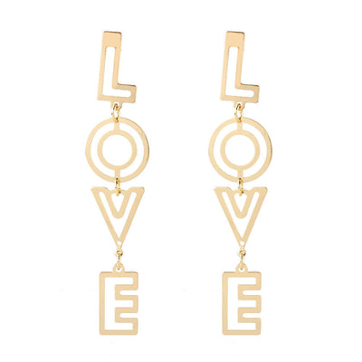 Retro Style Hollow LOVE Letter Earrings