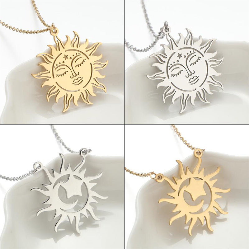 Retro Sun Titanium Steel Plating Necklace