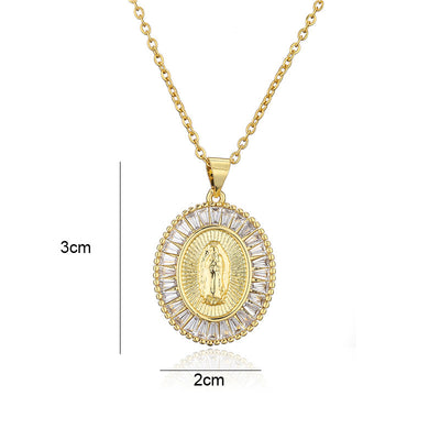 Retro Virgin Mary Pendant Oval Necklace Wholesale