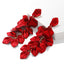 S925 Silver Needle Red Acrylic Rose Petals Long Earrings Women Exaggerated Fashion Earrings