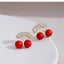 S925 Silver Needle Red Cherries Earrings