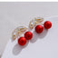 S925 Silver Needle Red Cherries Earrings