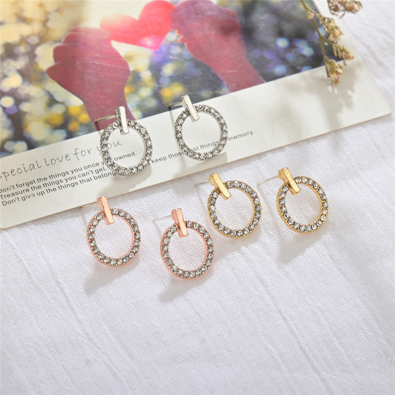 S925 Sterling Silver Zircon Circle Stud Earrings - Korean Fashion Rose Gold Plated Trendy Jewelry