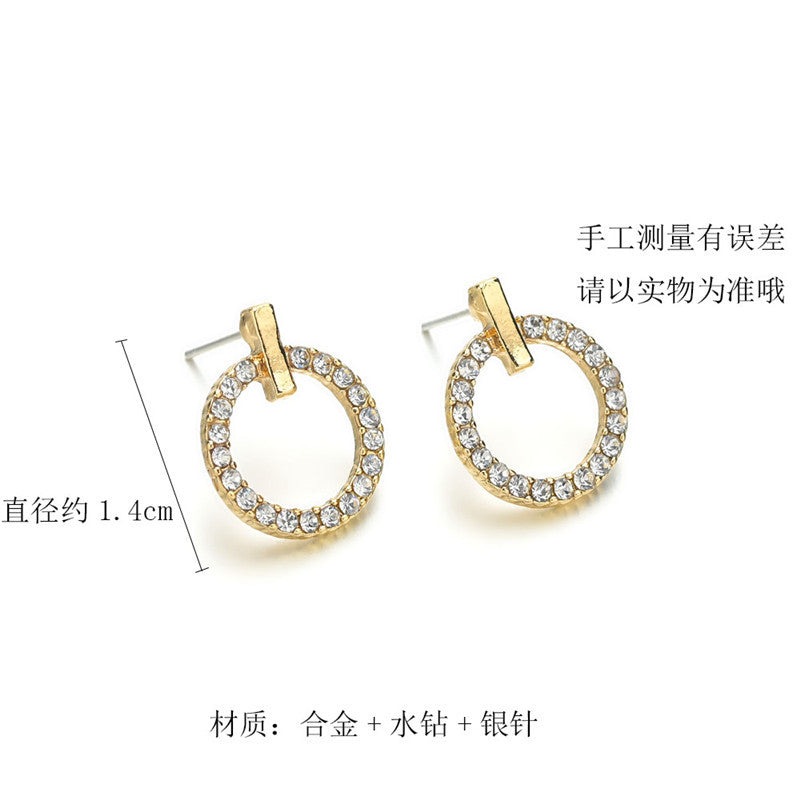 S925 Sterling Silver Zircon Circle Stud Earrings - Korean Fashion Rose Gold Plated Trendy Jewelry