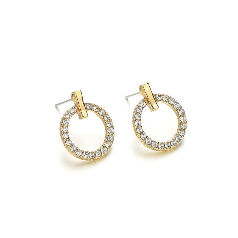 S925 Sterling Silver Zircon Circle Stud Earrings - Korean Fashion Rose Gold Plated Trendy Jewelry